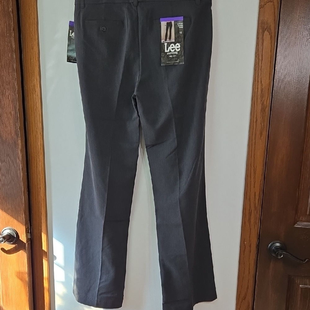 Lee Womens Uniform Dark Gray Dress Pants